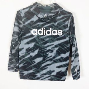 Adidas Boys Long Sleeve Hooded Pullover Sweatshirt Size Medium (10/12)